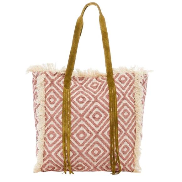 Raj Michelle Frayed Tote Bag Rosewood, New with Tag MSRP $165 - Picture 1 of 7